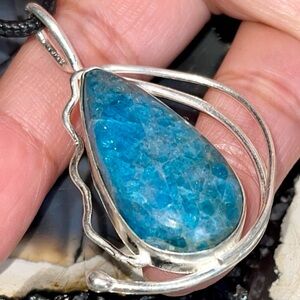 Lightweight Blue Apatite Pendant 2”
